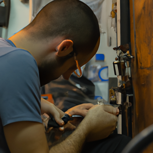 תמונה של מנעולן בתל אביב עובד על מנעול