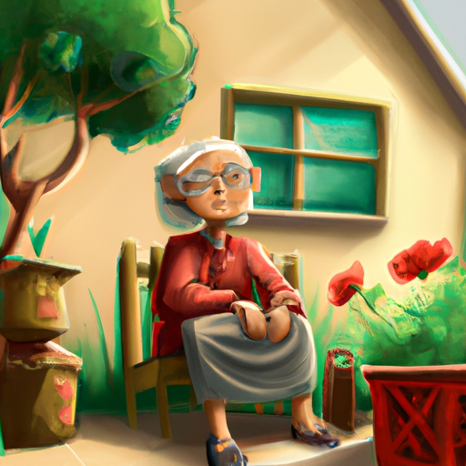 תמונה של סבתא יושבת בגינה שלה ונהנית מהשמש