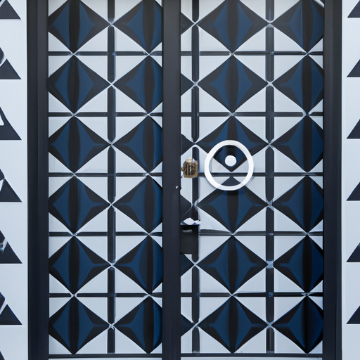 דלת כניסה מושכת את העין בעיצוב טפט גיאומטרי מודגש