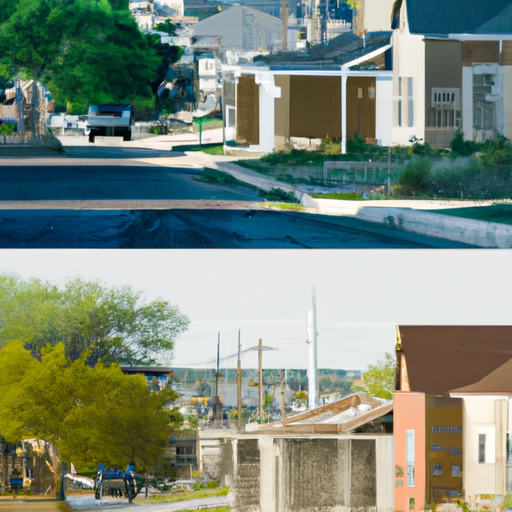 תמונת 'לפני ואחרי' של שכונה מוזנחת שהשתנתה על ידי התחדשות עירונית